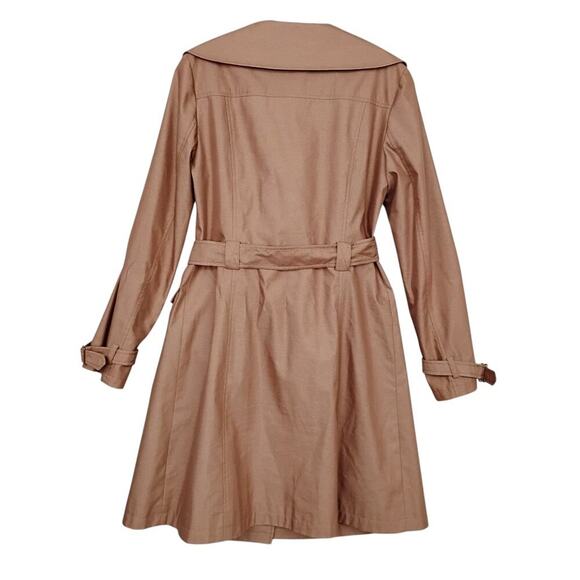 Nemow Trench Coat Size Small Light Mocha Long Sleeve 2 Snap Buttons Tie Belt - Picture 3 of 11